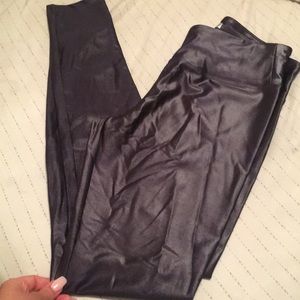 Metallic gun metal work out leggings